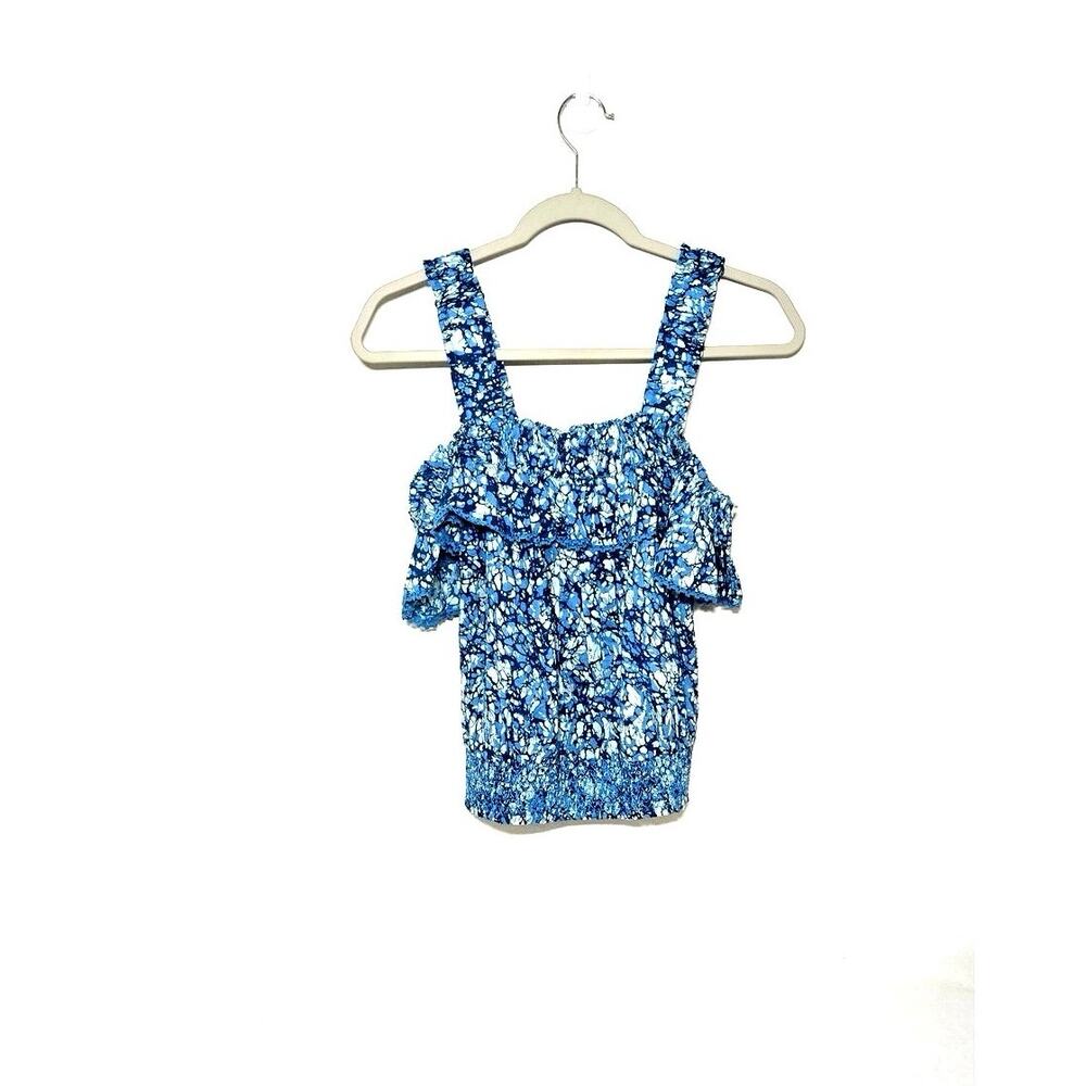 House of Harlow 1960 blue print top size large.